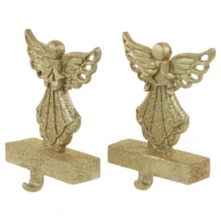 Northlight Angel Glittered Christmas Stocking Holders - 5.5" - Gold - Set Of 2 -Northlight GUEST 7565754e c7cf 438b a32b 9f39a5b0b526