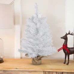 Northlight Medium Mini White Balsam Pine Artificial Christmas Tree With Burlap Base - 24" - Unlit