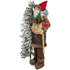 Northlight 48" Santa Claus With Artificial Flocked Alpine Tree Christmas Figure -Northlight GUEST 77f6aeb3 b3b8 426d b7bd 0de95d859f16