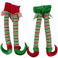 Northlight Striped Plush Elf Legs Christmas Decorations - 19" - Red And Green - Set Of 2 -Northlight GUEST 78817a12 8f16 4fbb 90c4 3af63110694c