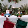 Northlight Santa "Noel" And Snowman "Joy" Glitter Christmas Stocking Holders - 5" - Set Of 2