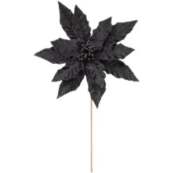 Northlight 26" Black Glittered Poinsettia Christmas Stem Spray -Northlight GUEST 7de61edc b15e 4090 ba68 8762056125d7