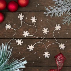 Northlight 10-Count LED Snowflake Christmas Fairy Lights, 4.25ft, Copper Wire -Northlight GUEST 801224db 5c49 4c9f 8dba 6aafa50bef9e