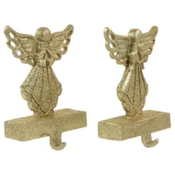 Northlight Angel Glittered Christmas Stocking Holders - 5.5" - Gold - Set Of 2 -Northlight GUEST 83f7d42f ecac 49e9 8d35 8ea09d46ffa6