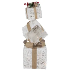 Northlight 25.25" LED Lighted White And Beige Stacked Gift Boxes Christmas Decoration -Northlight GUEST 84cdd925 56ae 4c56 8b3e 33f30b04e066
