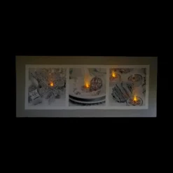 Northlight LED Lighted Shimmering Silver Splendor Christmas Canvas Wall Art 11.75" X 27.5"