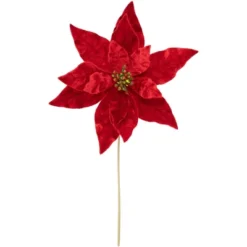 Northlight 18" Glittered Red Velvet Christmas Poinsettia Stem Spray -Northlight GUEST 86d12fd8 f0dd 4a4f 8ca0 b4c42892e804