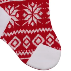 Northlight 21.5" Red And White Knitted Snowflake Christmas Stocking With Fleece Cuff -Northlight GUEST 87e79f95 06a2 4919 bcb9 cf37e127cc12