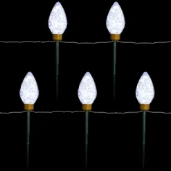 Northlight LED Lighted C9 Style Christmas Pathway Lawn Stakes - 8'- Clear - 5ct -Northlight GUEST 89222b79 2924 4fdf a028 9380c8e824b4
