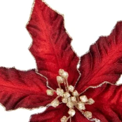 Northlight 8" Glittered Burgundy Velvet Poinsettia Floral Christmas Pick Spray -Northlight GUEST 8b923ce9 4d2f 4b61 8f02 34993c821eff