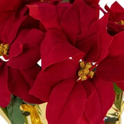 Northlight 16" Red Artificial Christmas Poinsettia Arrangement With Gold Wrapped Pot -Northlight GUEST 8bdf4f8d 653e 4049 899b 28c0f4e9d720