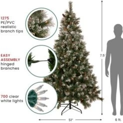 Northlight Real Touch™️ Pre-lit Snow Valley Pine Artificial Christmas Tree - 7.5' - Clear Lights -Northlight GUEST 9224ab40 123b 4818 82b2 00a77e5d3a6e