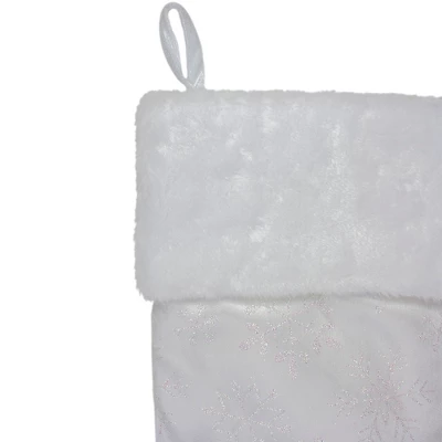 Northlight 20.5" White Iridescent Glittered Snowflake Christmas Stocking 4 Northlight 20.5" White Iridescent Glittered Snowflake Christmas Stocking - Image 2