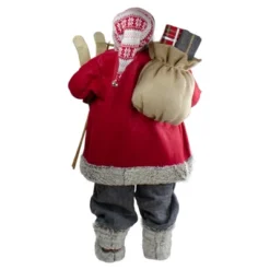 Northlight 4' Standing Santa Christmas Figure With Skis And Fur Boots -Northlight GUEST 996bdc1a 8855 4e23 a52f 33fd0209daa3