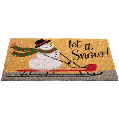 Northlight Brown And White Snowman Let It Snow Rectangular Coir Christmas Doormat 18" X 30" 7 Northlight Brown And White Snowman Let It Snow Rectangular Coir Christmas Doormat 18" X 30" - Image 5