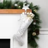 Northlight 19” White And Silver Filigree Christmas Stocking With Bows -Northlight GUEST 9e577c4e 4393 44a0 8427 95a7367b88ab