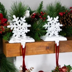 Northlight Double Snowflake Christmas Stocking Holders - 4.75" - Silver - Set Of 2 -Northlight GUEST 9ebf1d79 2d3c 49f1 803e bd880566407e