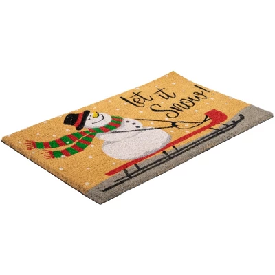 Northlight Brown And White Snowman Let It Snow Rectangular Coir Christmas Doormat 18" X 30" 5 Northlight Brown And White Snowman Let It Snow Rectangular Coir Christmas Doormat 18" X 30" - Image 3