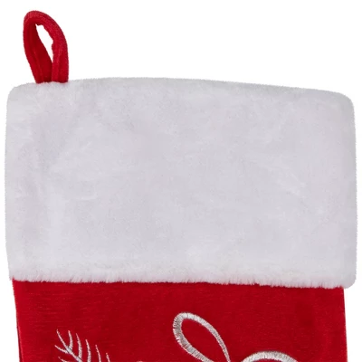 Northlight 20.5-Inch Red And White Winter Mittens Embroidered Christmas Stocking 5 Northlight 20.5-Inch Red And White Winter Mittens Embroidered Christmas Stocking - Image 3