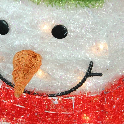 Northlight 38" Lighted White And Red Tinsel Snowman With Wreath Outdoor Christmas Decoration 4 Northlight 38" Lighted White And Red Tinsel Snowman With Wreath Outdoor Christmas Decoration - Image 2