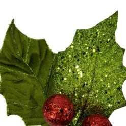 Northlight 19" Glittered Holly With Berry Christmas Stem Spray -Northlight GUEST a33d1315 b485 41f0 928e 77c6b5b3d37a