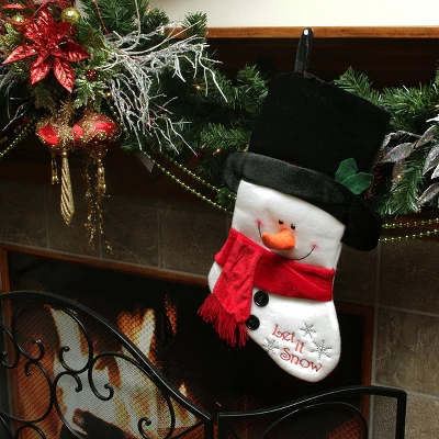 Northlight 19" Red And White Dimensional Snowman "Let It Snow" Embroidered Fleece Christmas Stocking 3 Northlight 19" Red And White Dimensional Snowman "Let It Snow" Embroidered Fleece Christmas Stocking