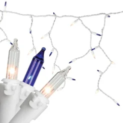 Northlight Mini Icicle Incandescent Christmas Lights - Blue And Clear - 8.75' White Wire - 150ct