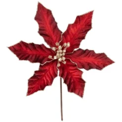 Northlight 8" Glittered Burgundy Velvet Poinsettia Floral Christmas Pick Spray -Northlight GUEST aa1c4877 aa52 443f bed4 ac5a2f5c0a34