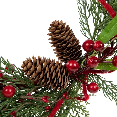 Northlight Real Touch™️ Mixed Greenery And Berries Artificial Christmas Wreath - 18" - Unlit 6 Northlight Real Touch™️ Mixed Greenery And Berries Artificial Christmas Wreath - 18" - Unlit - Image 4