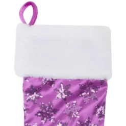 Northlight 19" Purple Sequin Snowflake Christmas Stocking With White Faux Fur Cuff -Northlight GUEST b0bcb665 915f 454e 810f c46915037801
