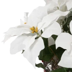 Northlight 14.5" White Artificial Christmas Poinsettia With Red Wrapped Base -Northlight GUEST b30c5383 87ee 4b8b 988f e99ff5d1cd87