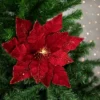 Northlight 20" Lighted Red Velvet Poinsettia Christmas Stem Spray -Northlight GUEST b51385ca da12 4bd9 963f e314e0d9392a