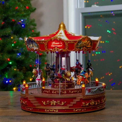 Northlight 14" LED Lighted Animated And Musical Carousel Christmas Decoration 3 Northlight 14" LED Lighted Animated And Musical Carousel Christmas Decoration