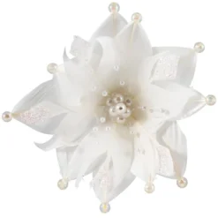 Northlight Beaded Feather Poinsettia Artificial Christmas Pick - 13.75" - White -Northlight GUEST b8d9be59 769d 4c98 8853 5639b9755b97