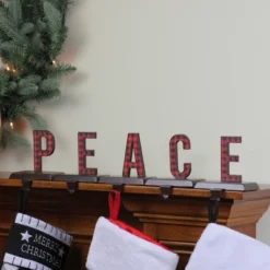 Northlight Buffalo Plaid “PEACE” Christmas Stocking Holder - 6" - 5 Piece -Northlight GUEST b9a5f905 81eb 48d6 a0b5 bb2f4da837ad