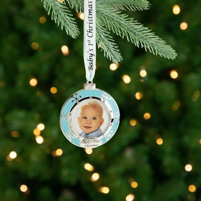 Northlight 3" Blue Silver-Plated Baby's First Christmas Ornament With European Crystals 3 Northlight 3" Blue Silver-Plated Baby's First Christmas Ornament With European Crystals