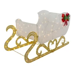 Northlight 48" LED Lighted Glitter Reindeer With Sleigh Outdoor Christmas Decoration -Northlight GUEST bba1fac2 f85f 4aa0 b86d 0c5294a74f56