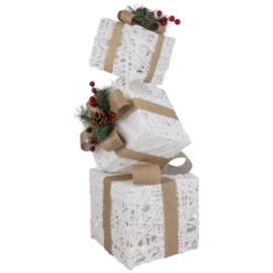 Northlight 25.25" LED Lighted White And Beige Stacked Gift Boxes Christmas Decoration -Northlight GUEST bc0dc9a1 b2da 498d a3de 1e429e1fd53b
