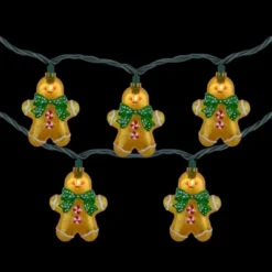 Northlight Gingerbread Man With Bowties Christmas Light Set - Clear - 7.5' Green Wire - 10ct -Northlight GUEST c064fe4a 8f23 48cf bec2 1d249f34a356