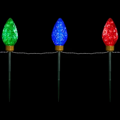 Northlight LED Lighted C9 Style Christmas Pathway Lawn Stakes - 3 Ft - Multi - 3-Count 4 Northlight LED Lighted C9 Style Christmas Pathway Lawn Stakes - 3 Ft - Multi - 3-Count - Image 2