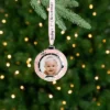 Northlight 3" Pink Silver-Plated Baby's First Christmas Photo Ornament With European Crystals