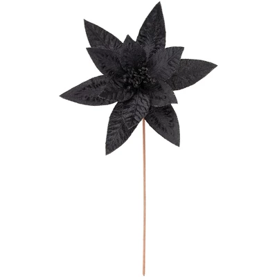 Northlight 25" Black Glittered Poinsettia Christmas Floral Stem Spray 6 Northlight 25" Black Glittered Poinsettia Christmas Floral Stem Spray - Image 4