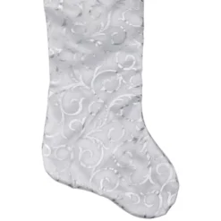 Northlight 19” White And Silver Filigree Christmas Stocking With Bows -Northlight GUEST ca9e404e 84e0 4fdb 915f 9c9cdf3b4b33