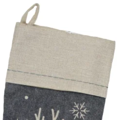 Northlight 20" Burlap Christmas Stocking With Gray Felt Animal Stencil Design And Burlap Cuff -Northlight GUEST cba4182e 8daa 4c09 85ec 1b2f4001efdf