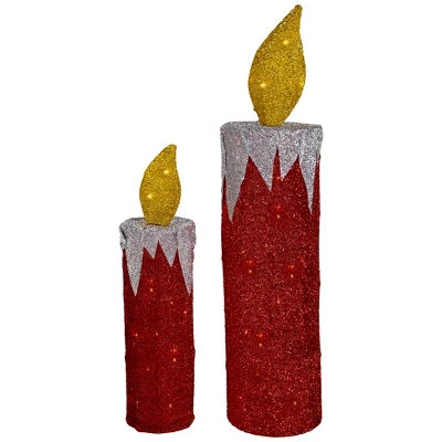 Northlight LED Lighted Candles Outdoor Christmas Decorations - 22.75" - Red - Set Of 2 4 Northlight LED Lighted Candles Outdoor Christmas Decorations - 22.75" - Red - Set Of 2 - Image 2