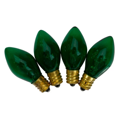 Northlight Set Of 4 Green C7 Transparent Christmas Replacement Bulbs - 4" 3 Northlight Set Of 4 Green C7 Transparent Christmas Replacement Bulbs - 4"