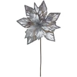Northlight 24" Metallic Silver Poinsettia Christmas Stem Spray -Northlight GUEST d203ebf7 f549 4854 a915 1984a7a87329