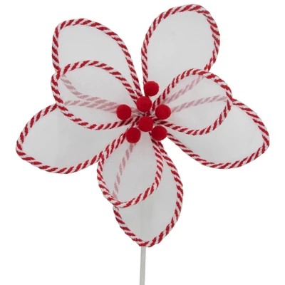 Northlight 22" Candy Cane Poinsettia Christmas Stem Spray 4 Northlight 22" Candy Cane Poinsettia Christmas Stem Spray - Image 2
