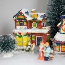 Northlight Two Story Snowy House With Garland And Wreaths Christmas Village Decoration - 4"