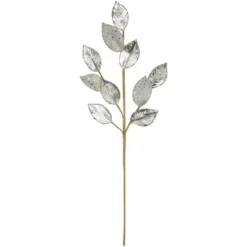 Northlight 28" Platinum Silver And Icy Glitter Leaves Christmas Spray -Northlight GUEST d8d76c86 a580 430b 9489 fcf84622d3b0